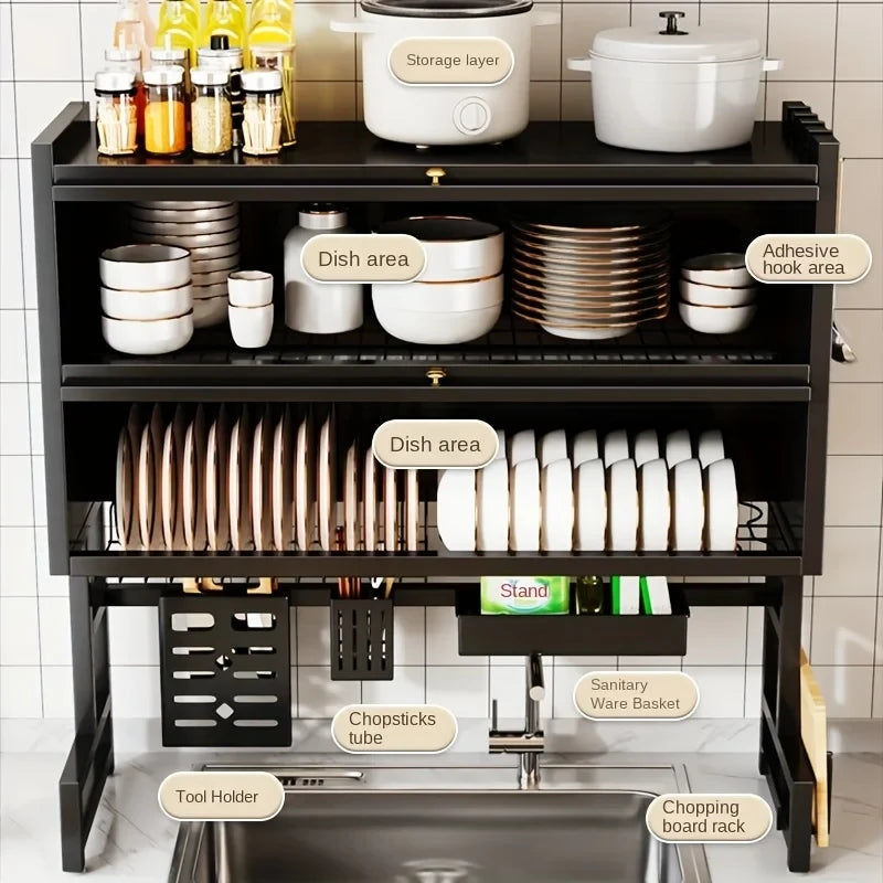 Carbon Steel Over Sink Dish Rack